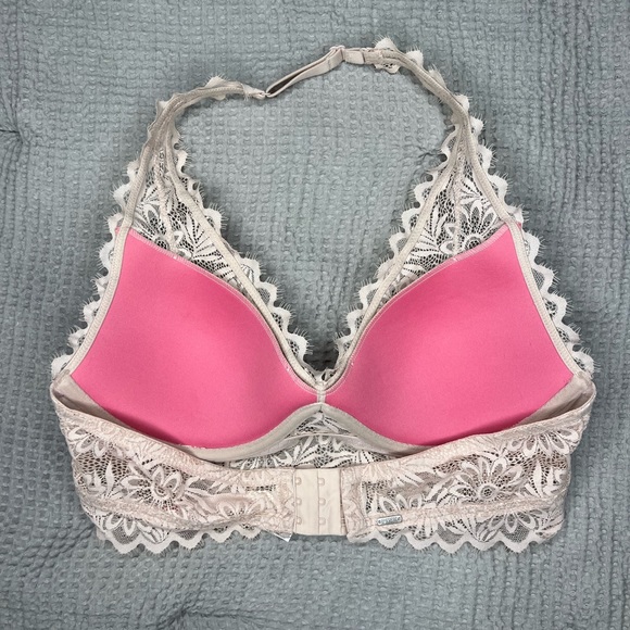 Victoria’s Secret Pink Lace Bralette Lightly Lined Halter Bra Medium - Picture 2 of 7